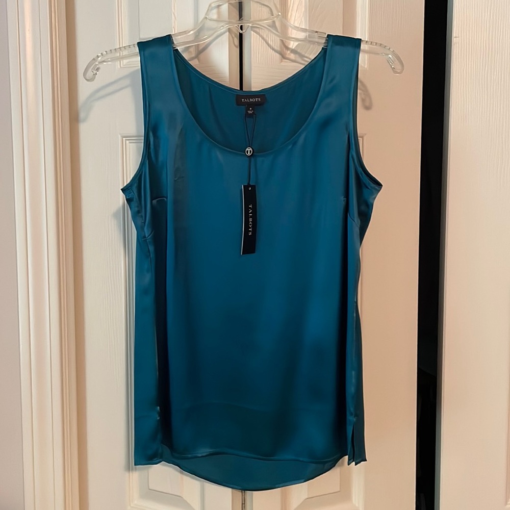 NWT Talbots Teal silk tank Size 4
